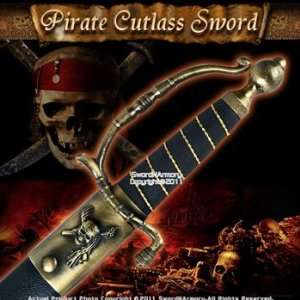 Black Pirate Cutlass Sword w/ Knuckle Bow Guard Sheath  