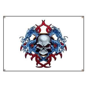 Banner Skull With Dragons