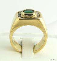 94ct Genuine Emerald .42ctw Diamonds Mens Ring   14k Solid Gold 