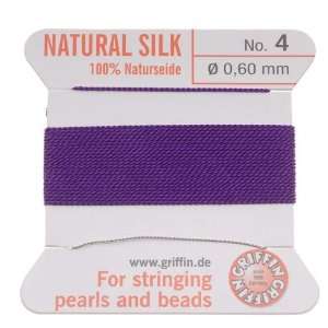  Griffin Silk Beading Cord & Needle Size 4 Amethyst Purple 