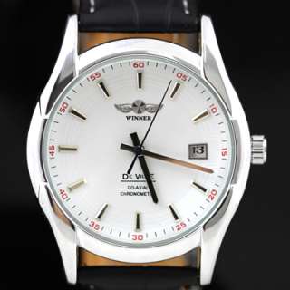NEW White Stainless Steel Day Mens Automatic Watch Gift  