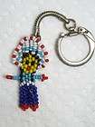 Vintage Native American Seed Bead Figural Keychain Key Ring Souvenir