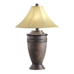   Rustic Bronze Bevels Linen Shade Table Lamp