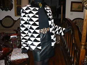 NWoT Unique Black white Mink Fur jacket coat bolero S M  