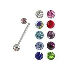  14g Barbell with Double Sided Gems Tongue Ring. Health 