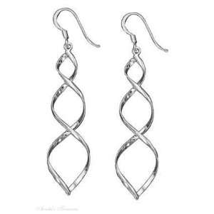  Sterling Silver Double Helix Dangle Earrings Jewelry