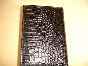 Black Crocodile Print Leather No Logo Passport Holder Cover ALL 