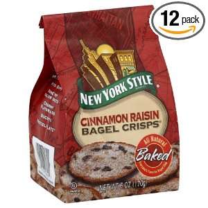 NY Style Bagel Chip Cinnamon Raisin, 6 ounce Bags (Pack of 12)