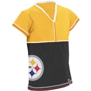   Steelers Girls 7 16X Shirred Front Short Sleeve Top