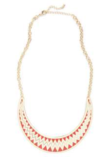 Whatever You Call It Necklace   White, Red, Gold, Print