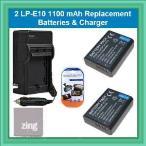 Canon LP E10 1100 mAh Replacement Batteries and Charger Kit for EOS 