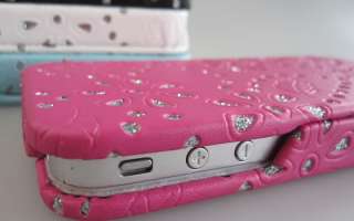 iPhone 4S iPhone 4 Leather Diamote Flip Case Cover Pouch bling diamond 