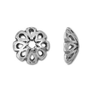  Antique Silver Plated Pewter Flower Bead Cap Arts, Crafts 