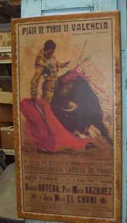 Old 1946 Bullfight Print Spanish Poster 23x43 in J Reus  