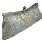 Jazzy Jewels White Beaded Sequins Evening Bag Purse