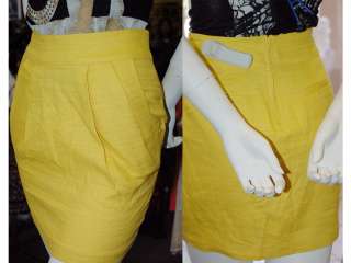New FOREVER 21 Womens Linen Mustard Gathered Skirt M  