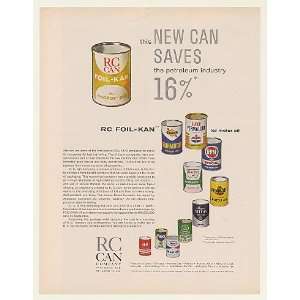 1962 RC Can Company Foil Kan Motor Oil Cans Print Ad 