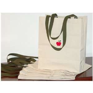  Turtlecreek Canvas Bags   Long Handles w/ Apple   5 Pack 