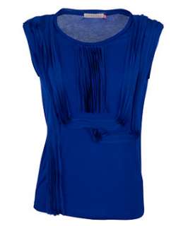   (Blue) Limited Chiffon Frill Jersey T Shirt  241513340  New Look