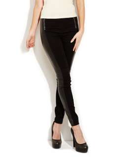 Black (Black) PU Panel Zip Trousers  245811501  New Look