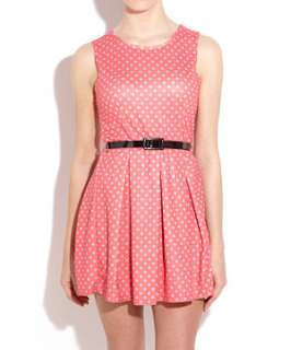 Coral (Orange) Polka Dot Skater Dress  247935283  New Look