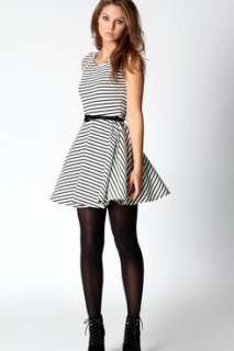  Sale  Dresses  Sandy Belted Stripe Skater Dress