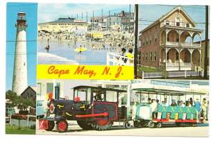 CAPE MAY NJ Multiview Lighthouse Beach Tractor Postcard  