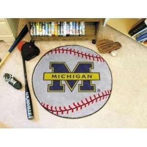  Michigan Wolverines Baseball Shaped Area Rug Welcome/Door 