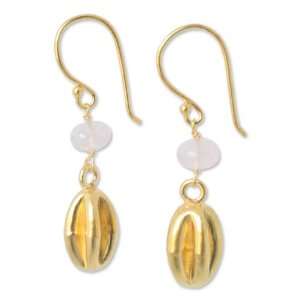  Gold vermeil rose quartz earrings, Star Fruit Jewelry