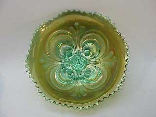 ANTIQUE CARNIVAL GLASS~IMPERIAL SCROLL EMBOSSED BOWL  