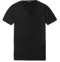 Dolce & Gabbana V Neck Cotton T Shirt