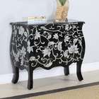 Powell Black & White Floral Print Wood Finish Console with curved legs