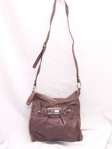 Makowsky TOFFEE Glove Leather Zip Top Crossbody Bag w/ Belted 