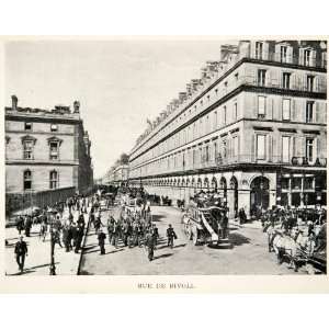 1900 Print Rue de Rivoli Paris Famous Street France Commercial Shops 