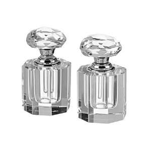  Oleg Cassini Crystal Perfume Heart Bottles Set of Two 2 