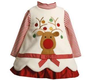   Toddler Girls Reindeer Winter Holiday Christmas Jumper Dress Set 4T