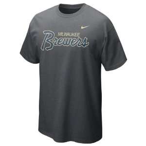   Brewers Charcoal Heather Nike Slidepiece T Shirt