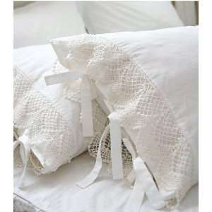   and Elegant Style Ivory white Lace W/ties Matching Cotton Pillowcase