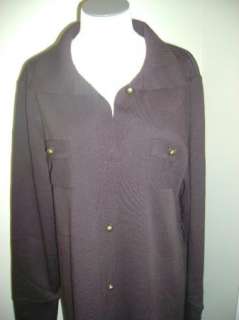 Nina Leonard Button Front Shirt Dress w/Pocket Detail S  