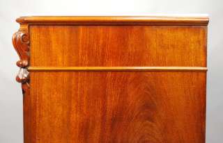 19TH C. ANTIQUE FLAME MAHOGANY LOUIS PHILIPPE CHEST OF DRAWERS MARBLE 