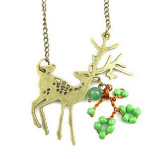 VINTAGE STYLE NECKLACE PENDANT deer antler branch fruits jewelry new 