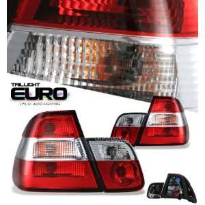  99 01 BMW E46 4 Door Tail lights   Red Clear Automotive