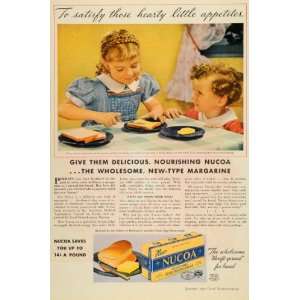  1937 Ad Nucoa Vegetable Margarine Oleo Bread Spread 