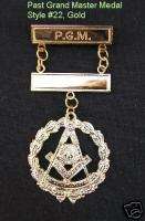 Gold #22 Past Grand Master Breast Medal Jewel Masonic  