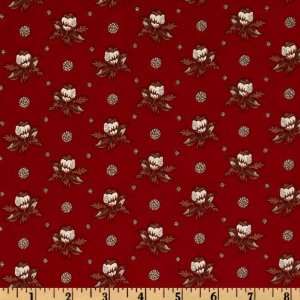  44 Wide Cat in the Manor Floral Red Fabric By The Yard 