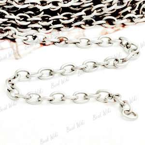 4m Silver Plated Unfinished Iron Cable Chain Findings 0.9×3×5mm 