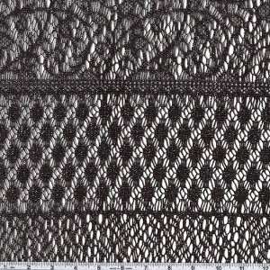  66 Wide Novelty Lace Crochet Look Black/Silver Fabric By 