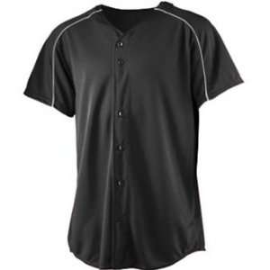 Augusta Wicking Button Front Custom Baseball Jerseys BLACK/ WHITE AS 
