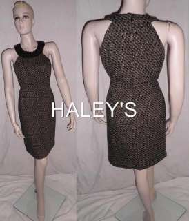 NEW INC BLACK GOLD TWEED WOOL LINED DRESS SIZE 12 NWT  