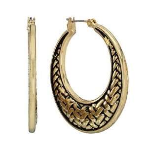 Chaps Gold Tone Woven Hoop Earrings for Women Jewelry